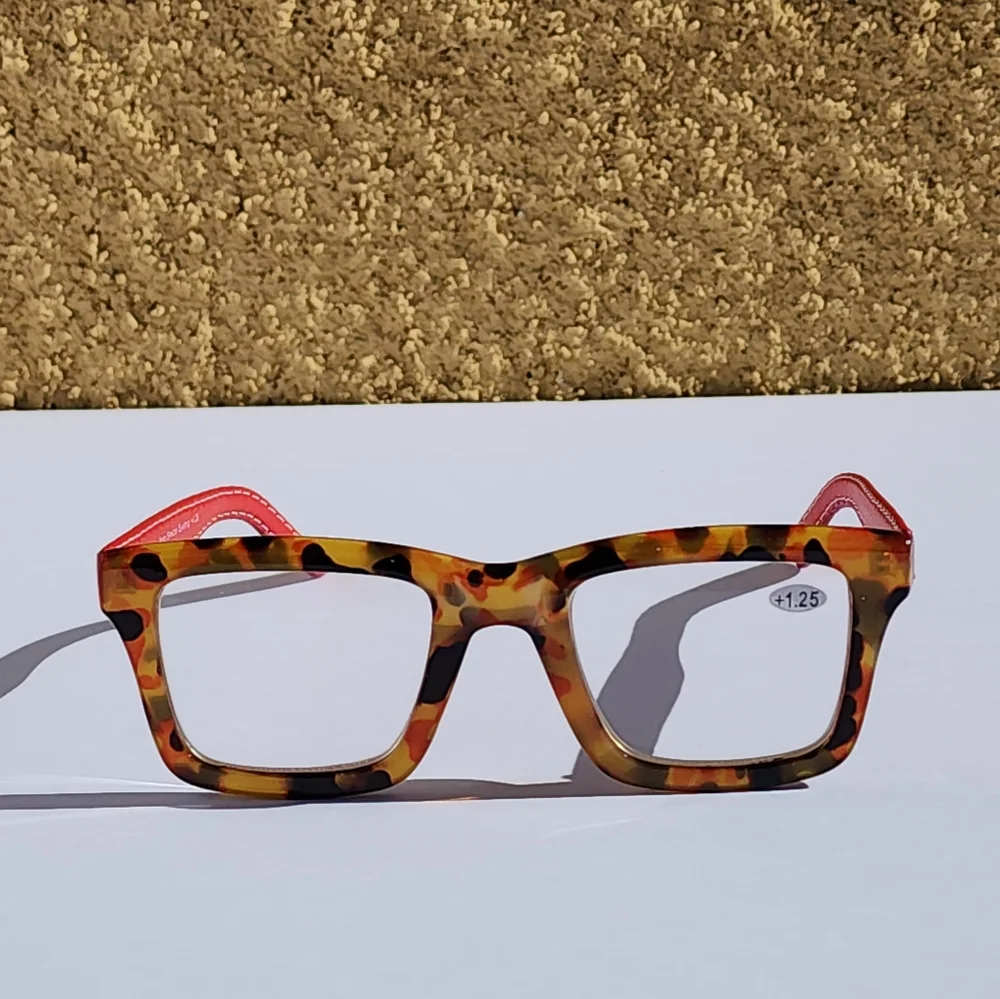 Ryan Simkhai Women's Amber Tortoise Red Vegan Leather Anti-Scratch Lense Readers